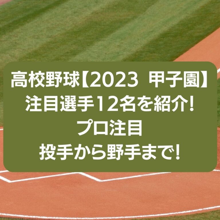 高校野球【2023 甲子園】の注目選手12名を紹介！プロ注目の投手から野手まで！