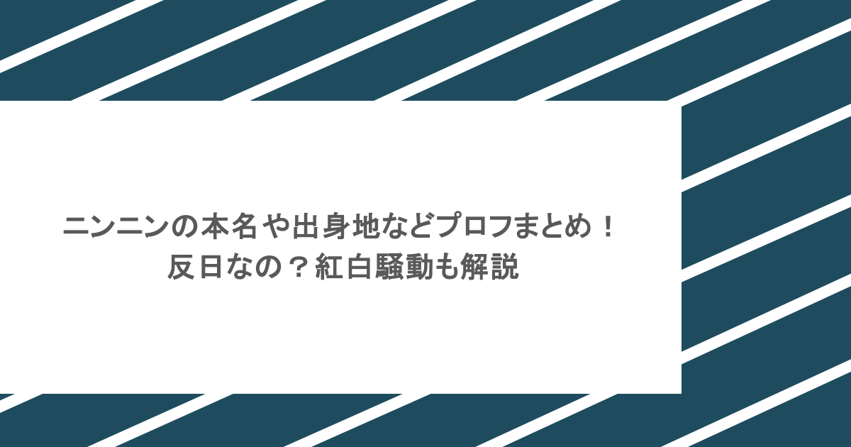 ニンニンの本名や出身地などプロフまとめ！反日なの？紅白騒動も解説